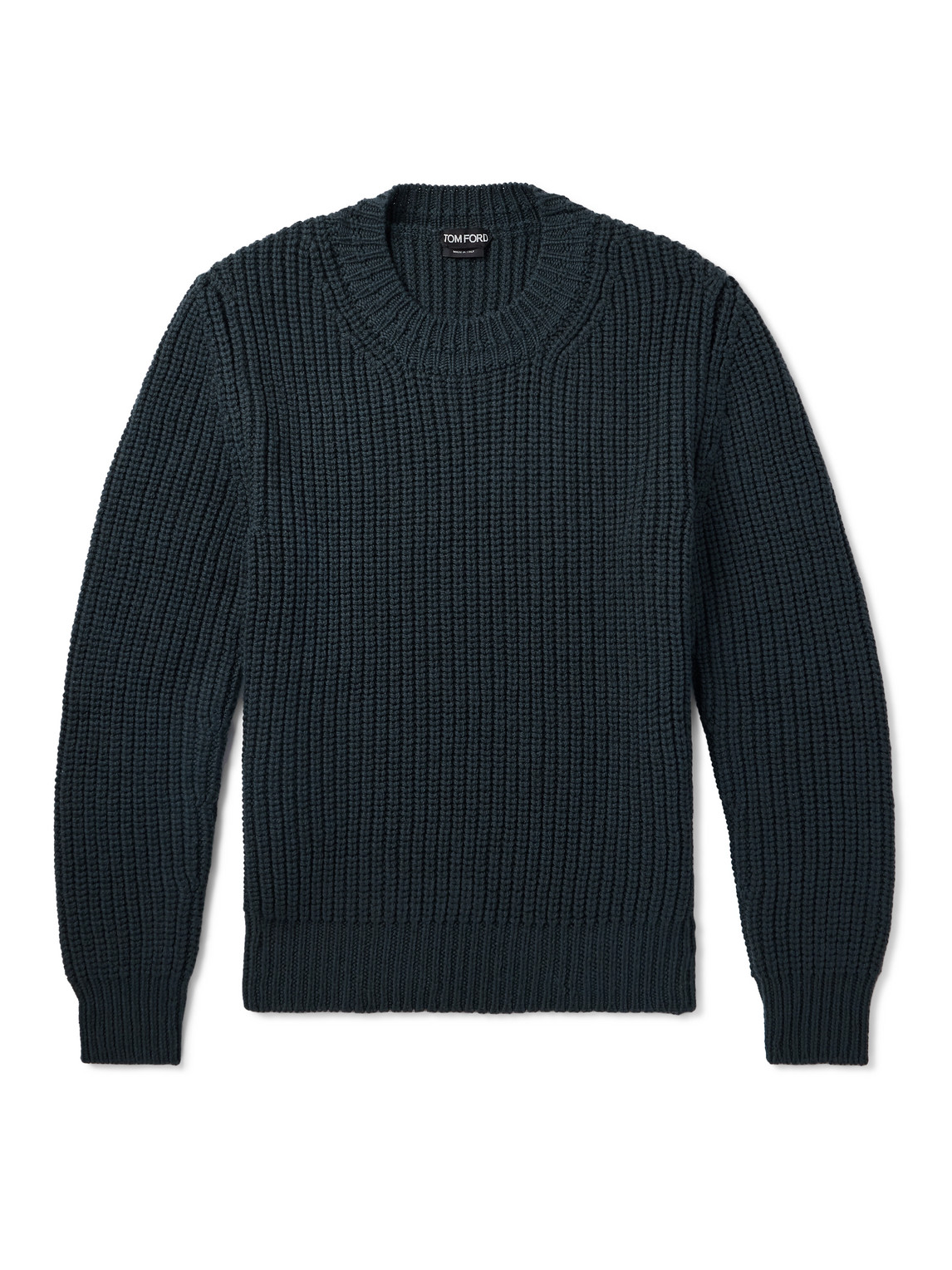 Tom Ford Ribbed Wool And Cashmere-blend Sweater In Blue