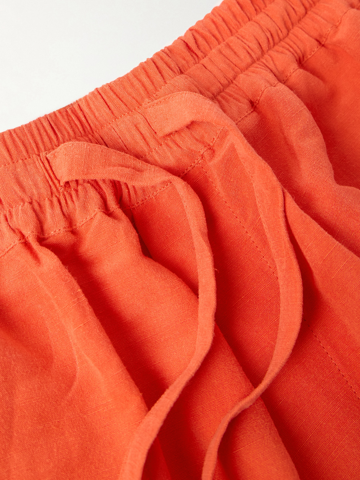 Umit Benan Julian Straight-leg Linen And Silk-blend Drawstring Shorts In Orange
