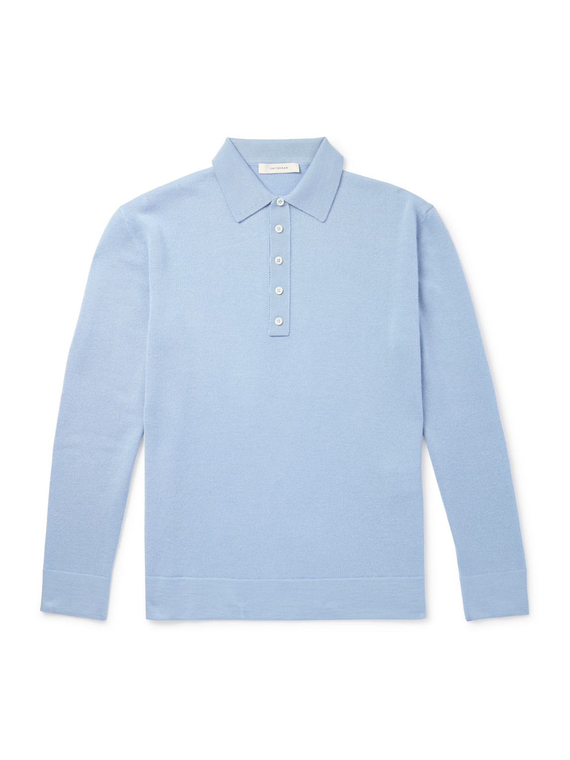 Umit Benan Sunset Slim-fit Cashmere And Silk-blend Polo Shirt In Blue