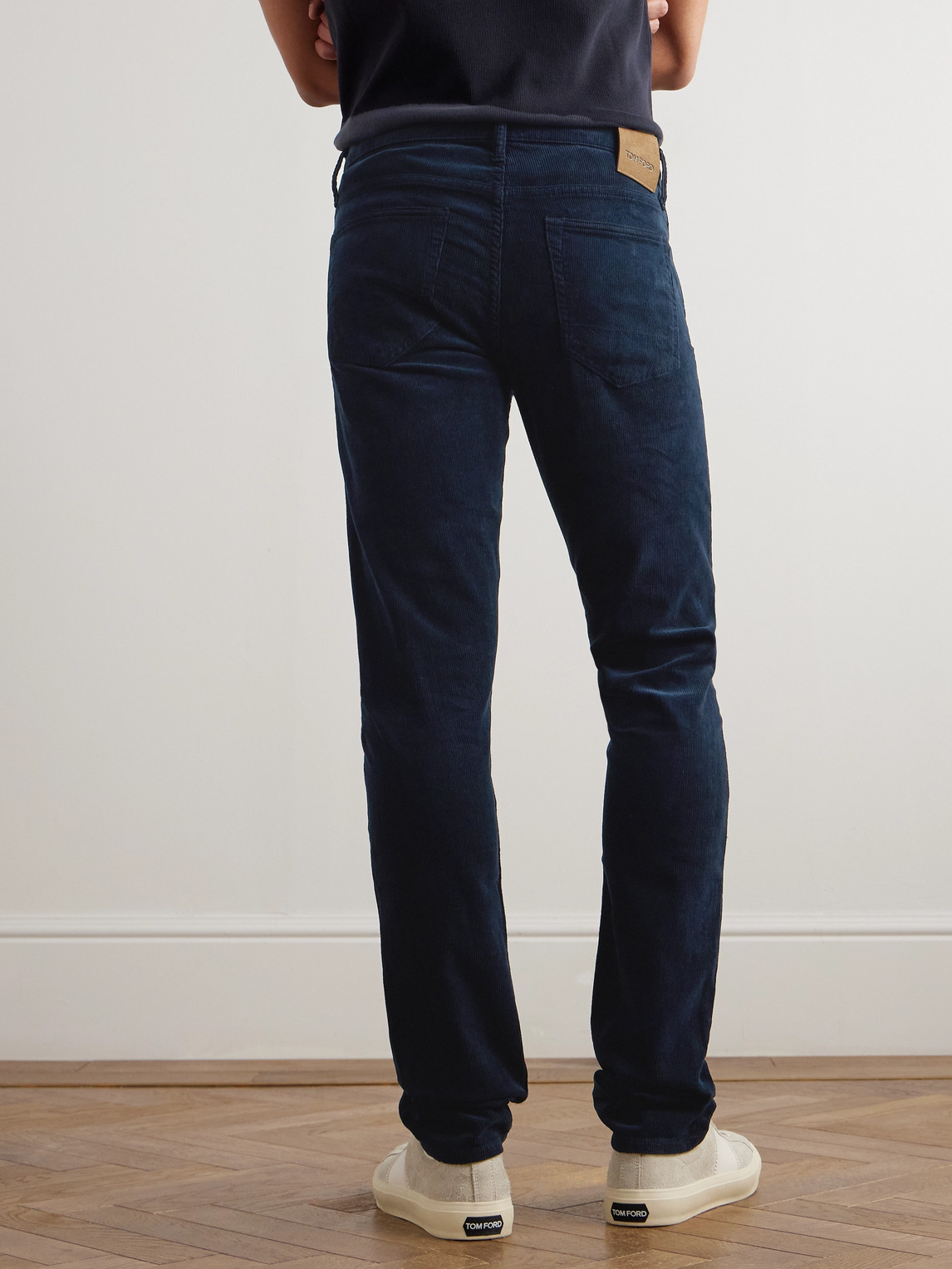 Tom Ford Slim-fit Cotton-blend Corduroy Trousers In Blue
