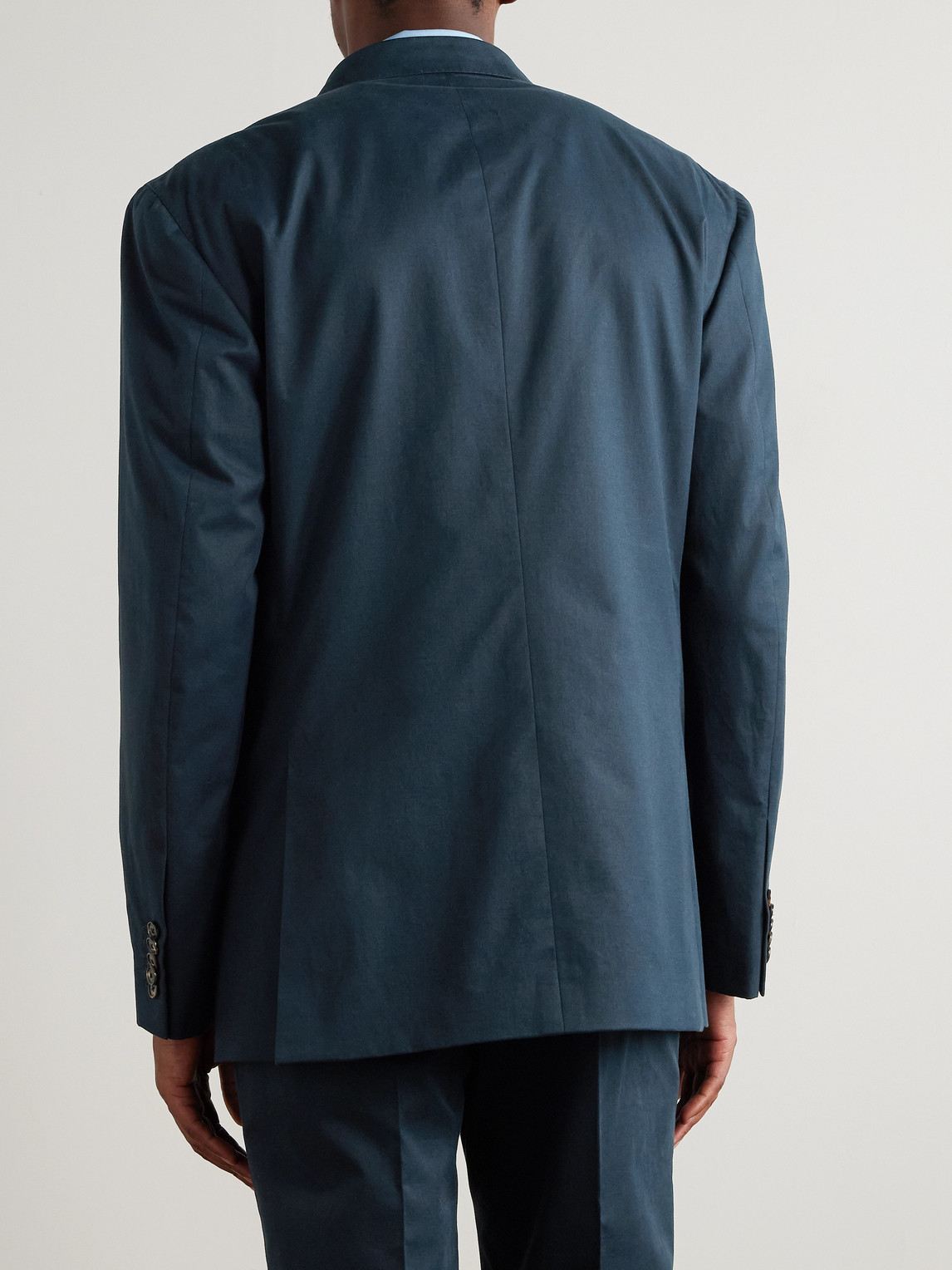 Umit Benan Pietro Double-breasted Cotton-blend Twill Suit Jacket In Blue