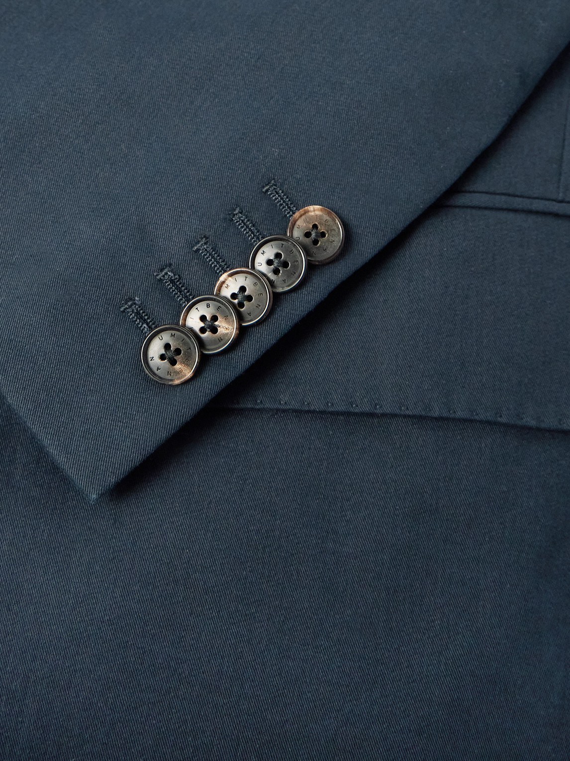 Umit Benan Pietro Double-breasted Cotton-blend Twill Suit Jacket In Blue
