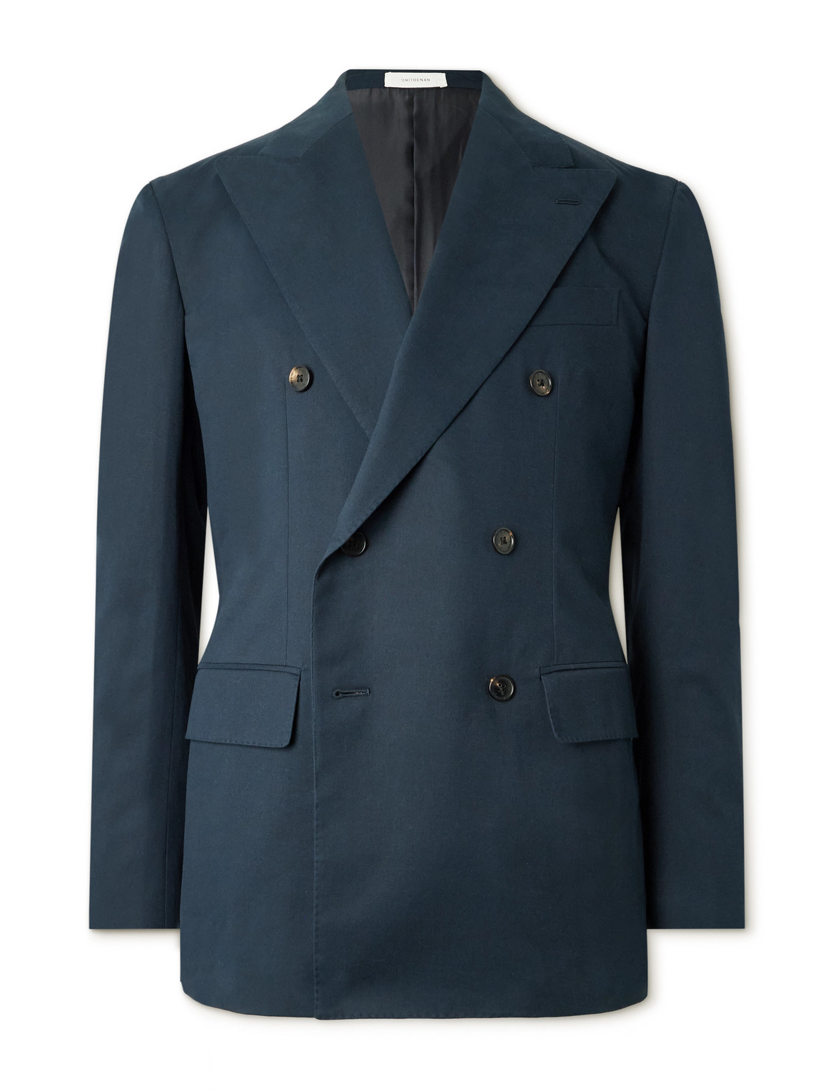 Umit Benan Pietro Double-breasted Cotton-blend Twill Suit Jacket In Blue
