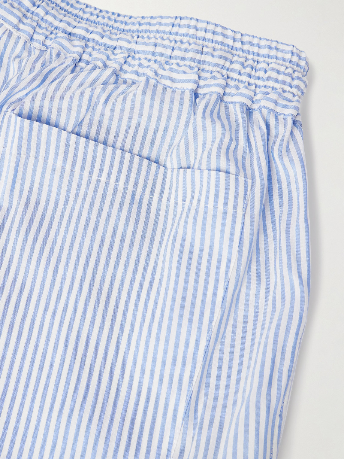 Umit Benan Julian Straight-leg Silk And Cotton-blend Drawstring Trousers In Blue