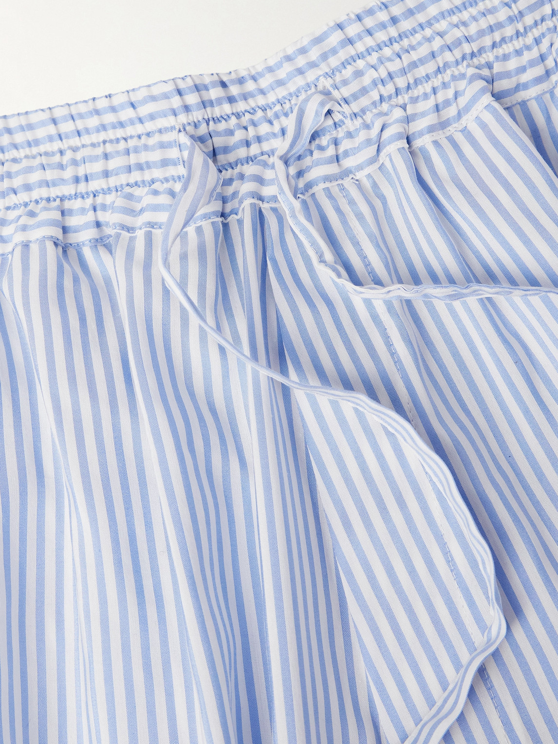 Umit Benan Julian Straight-leg Silk And Cotton-blend Drawstring Trousers In Blue