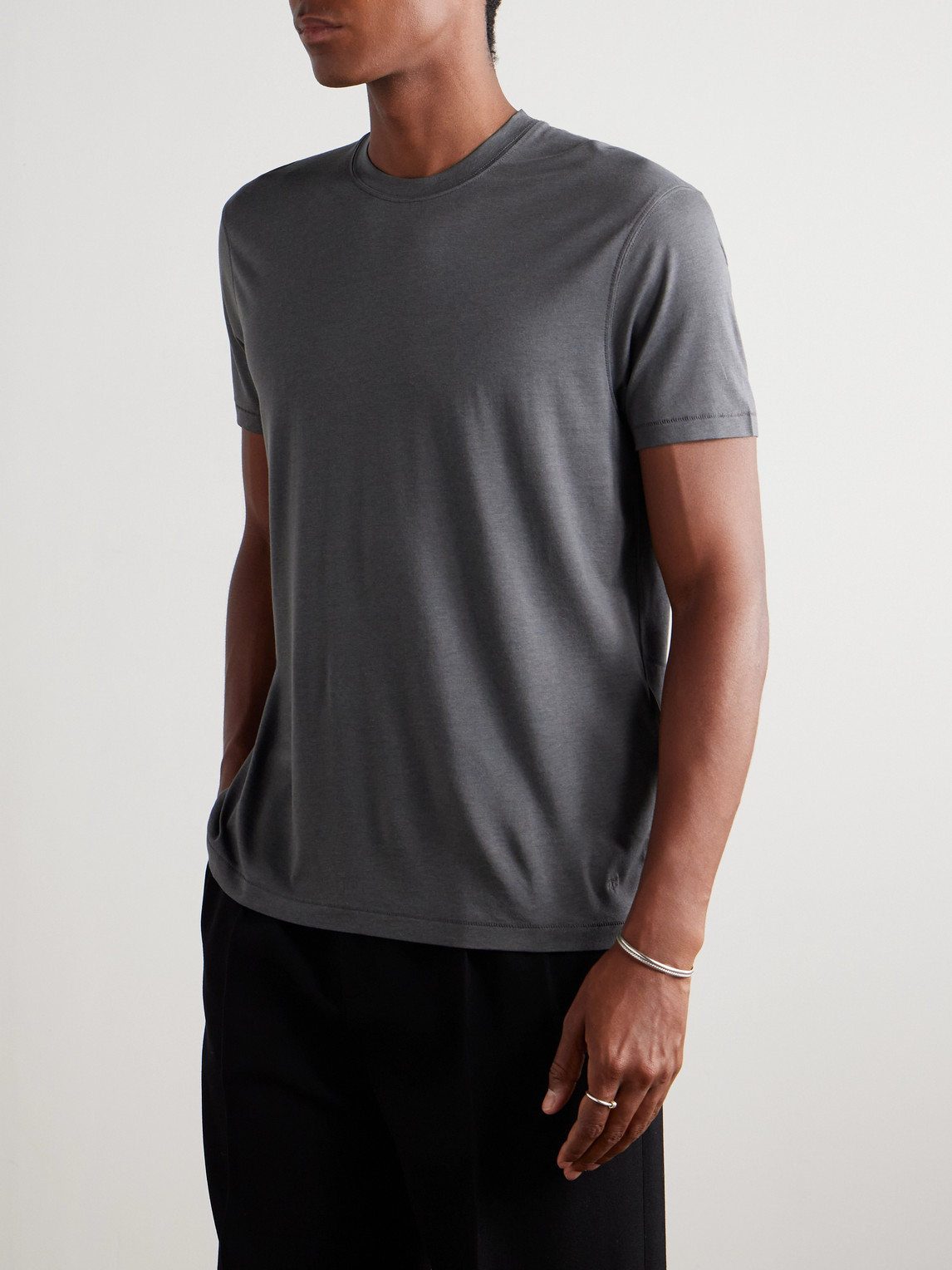 Tom Ford Lyocell And Cotton-blend Jersey T-shirt In Gray