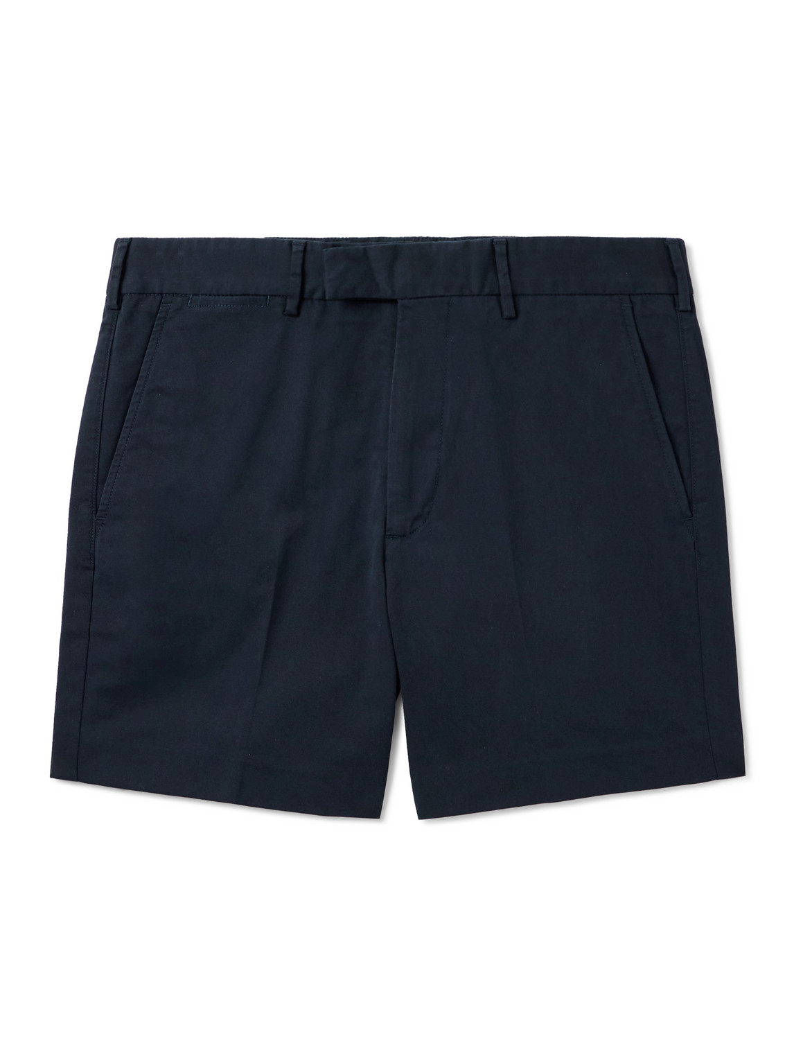 Straight-Leg Pleated Stretch-Cotton Twill Shorts