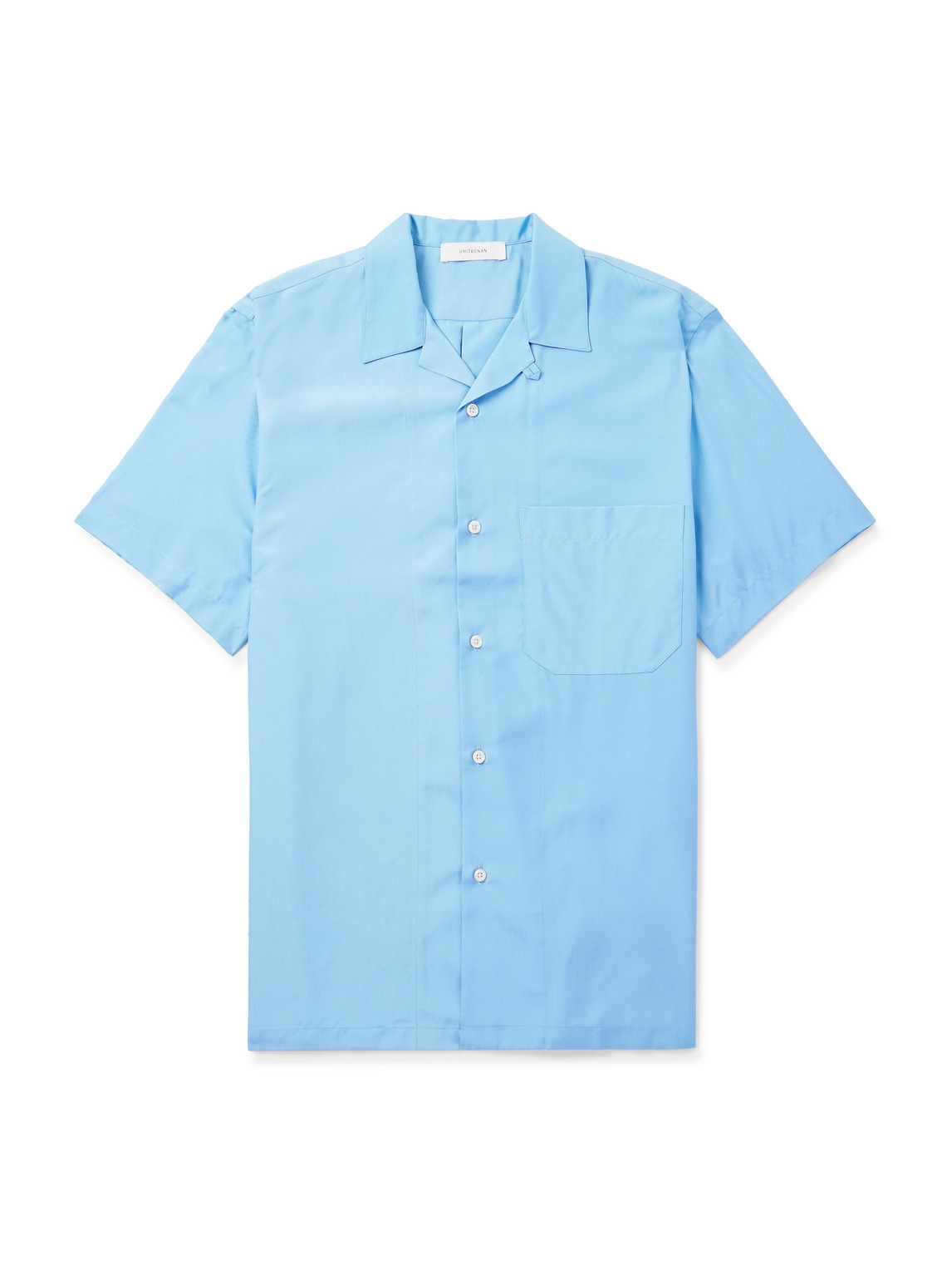 Umit Benan Havana Convertible-collar Silk Shirt In Blue