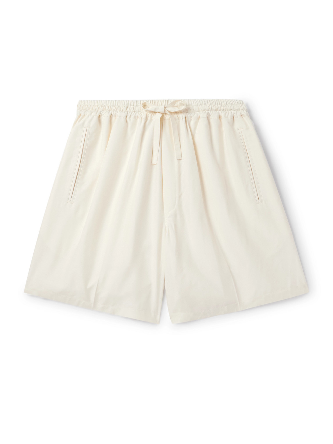 Umit Benan Julian Straight-leg Silk-poplin Shorts In Neutral
