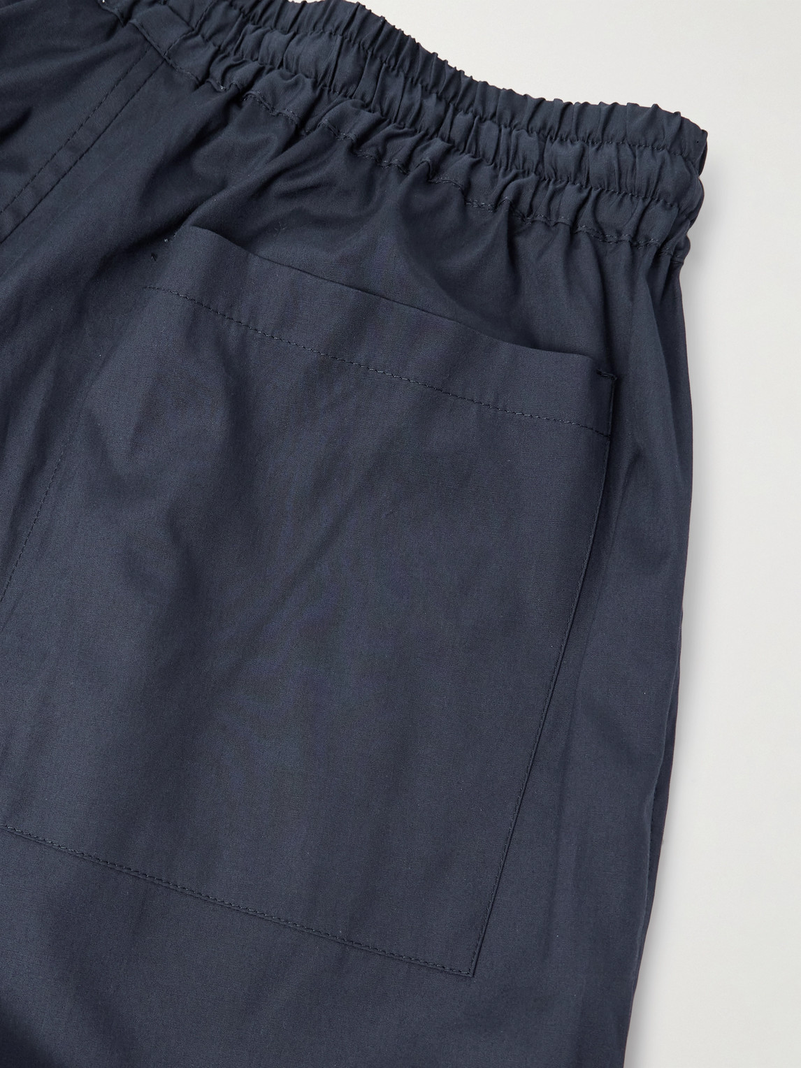 Umit Benan Julian Straight-leg Cotton And Silk-blend Poplin Drawstring Trousers In Blue