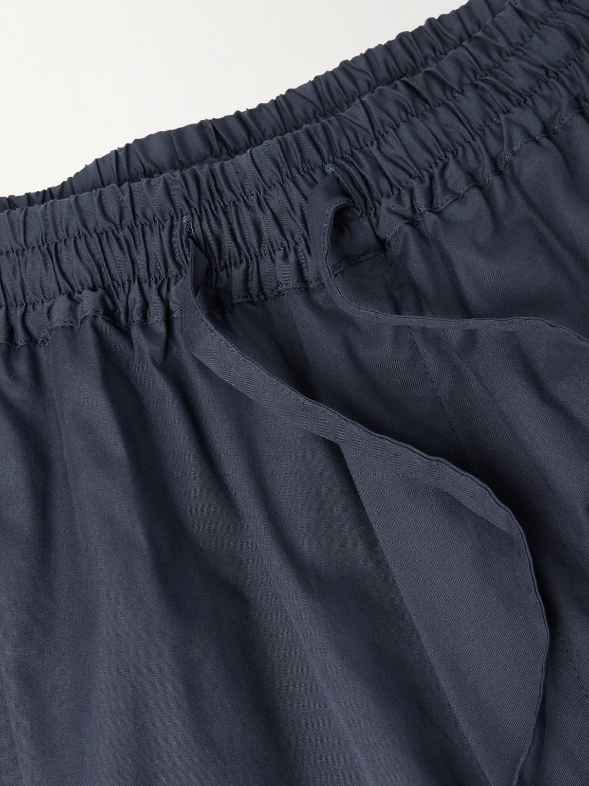 Umit Benan Julian Straight-leg Cotton And Silk-blend Poplin Drawstring Trousers In Blue