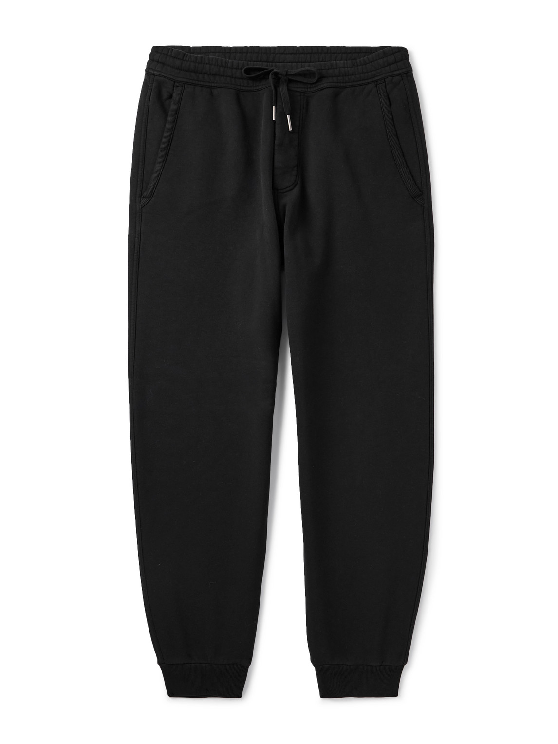 Tom Ford Tapered Cotton-jersey Sweatpants In Black