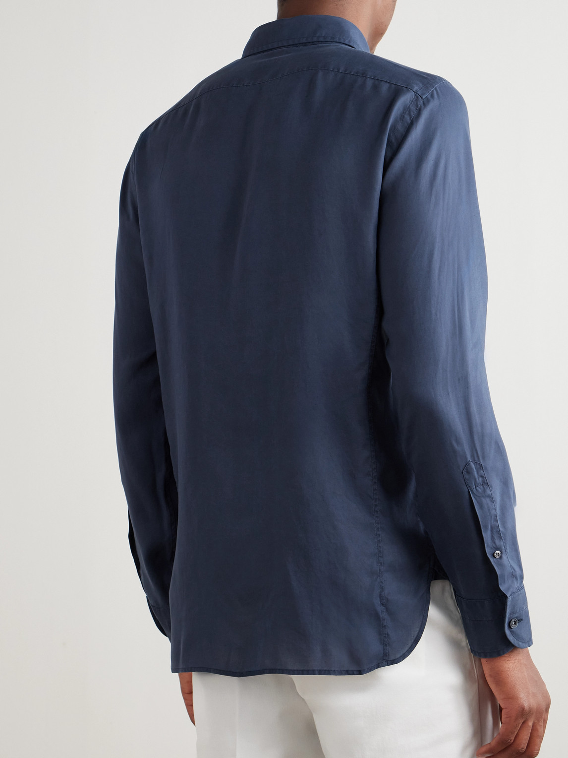 Tom Ford Button-down Collar Lyocell-twill Shirt In Blue