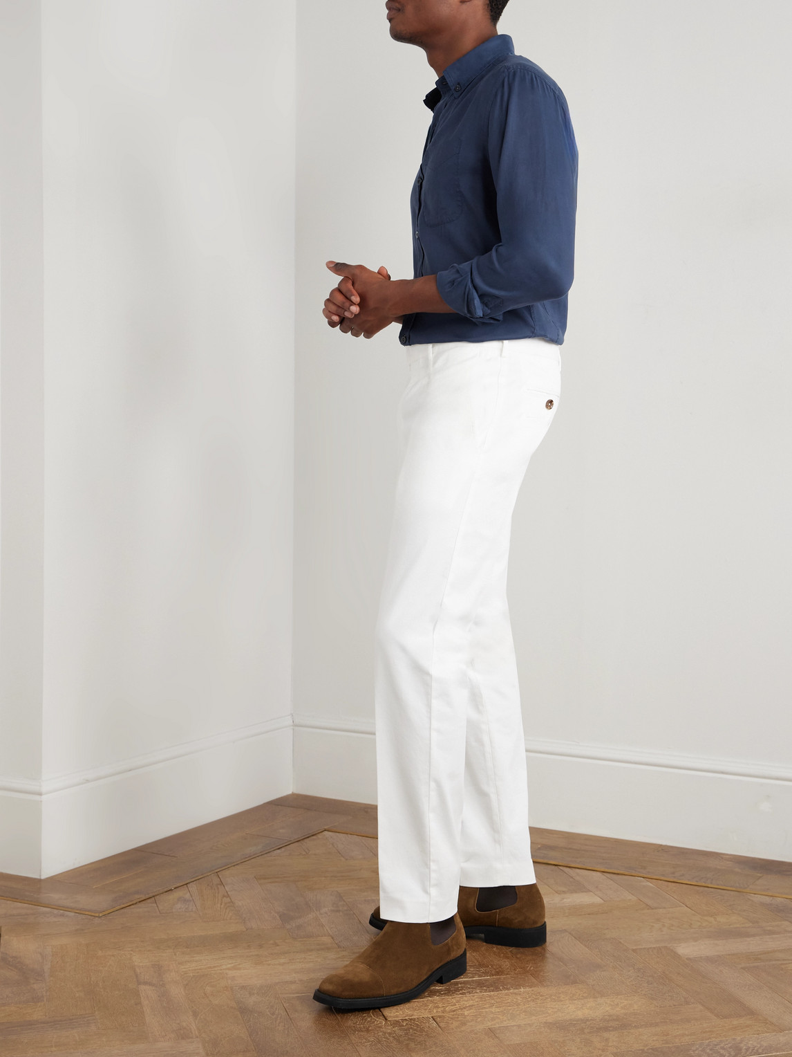 Tom Ford Button-down Collar Lyocell-twill Shirt In Blue