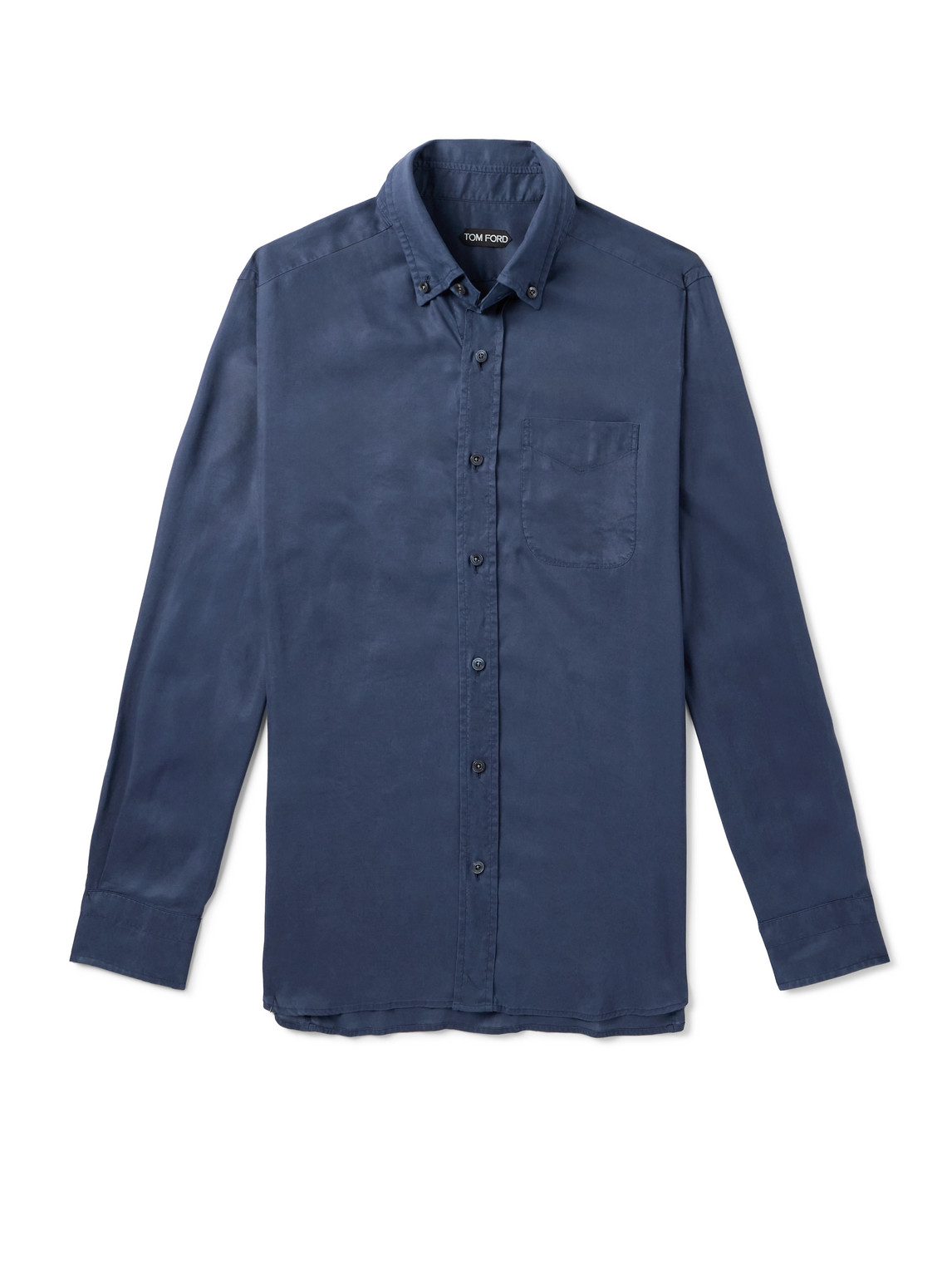 Tom Ford Button-down Collar Lyocell-twill Shirt In Blue