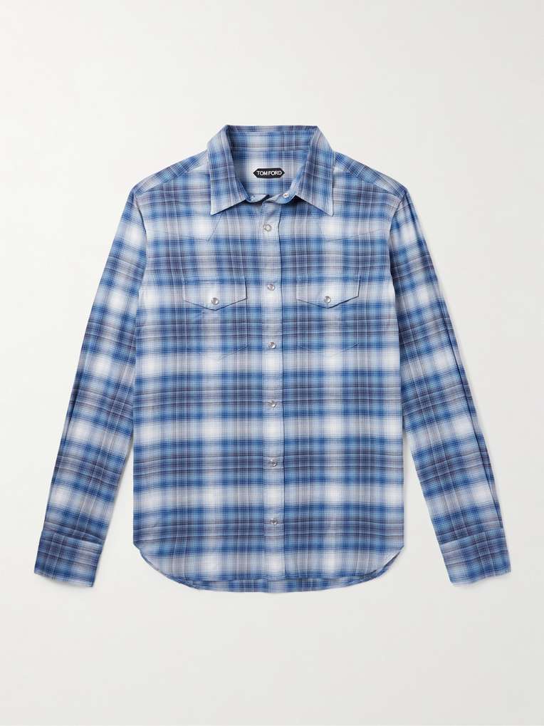 Tom Ford — Slim-Fit Checked Cotton-Poplin Shirt