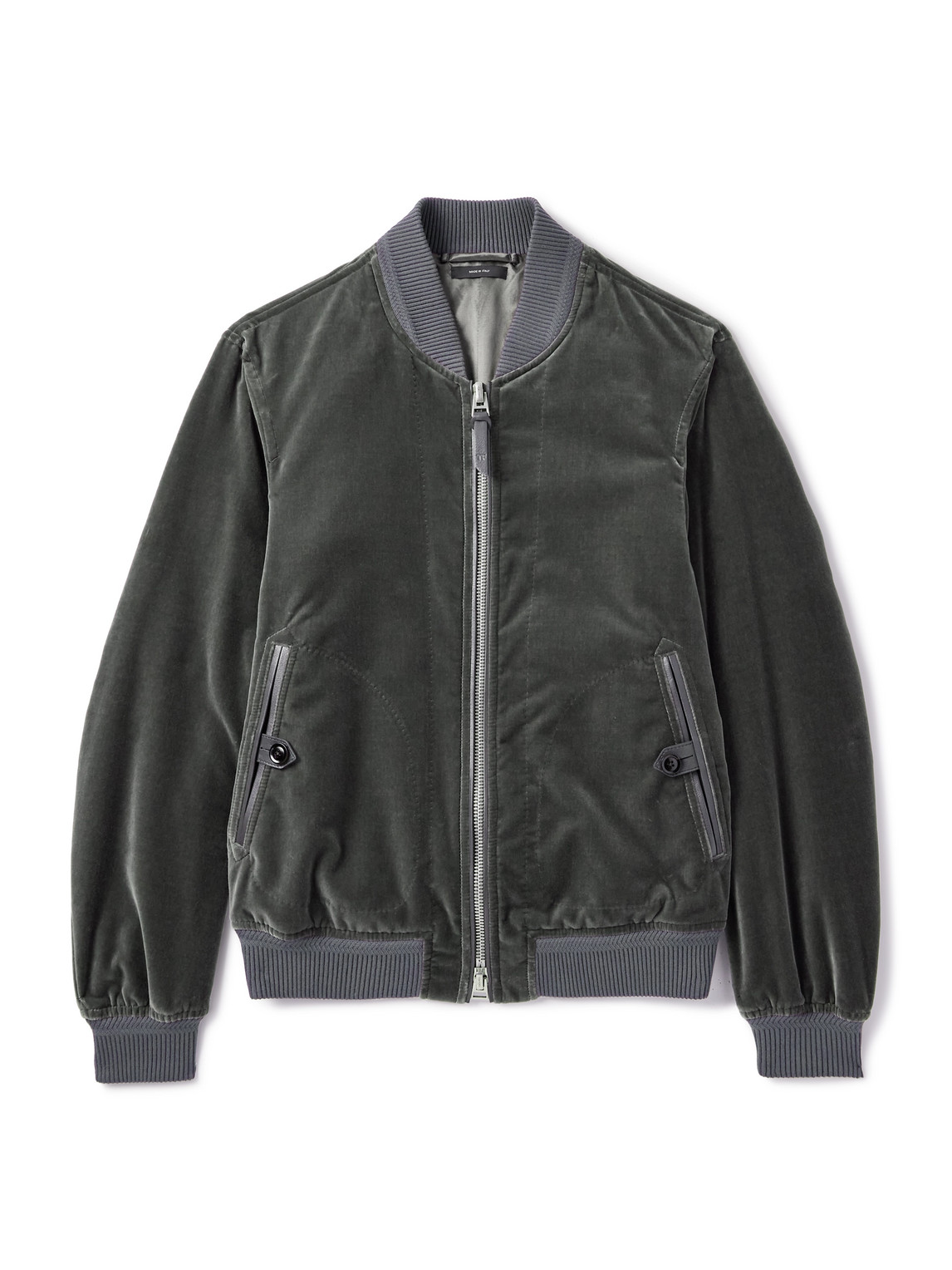 Tom Ford Cotton-velvet Bomber Jacket In Gray