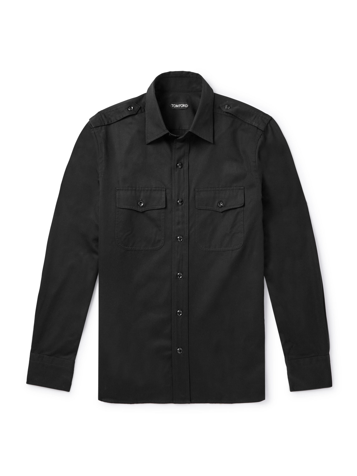 Tom Ford Cotton And Silk-blend Twill Shirt In Black