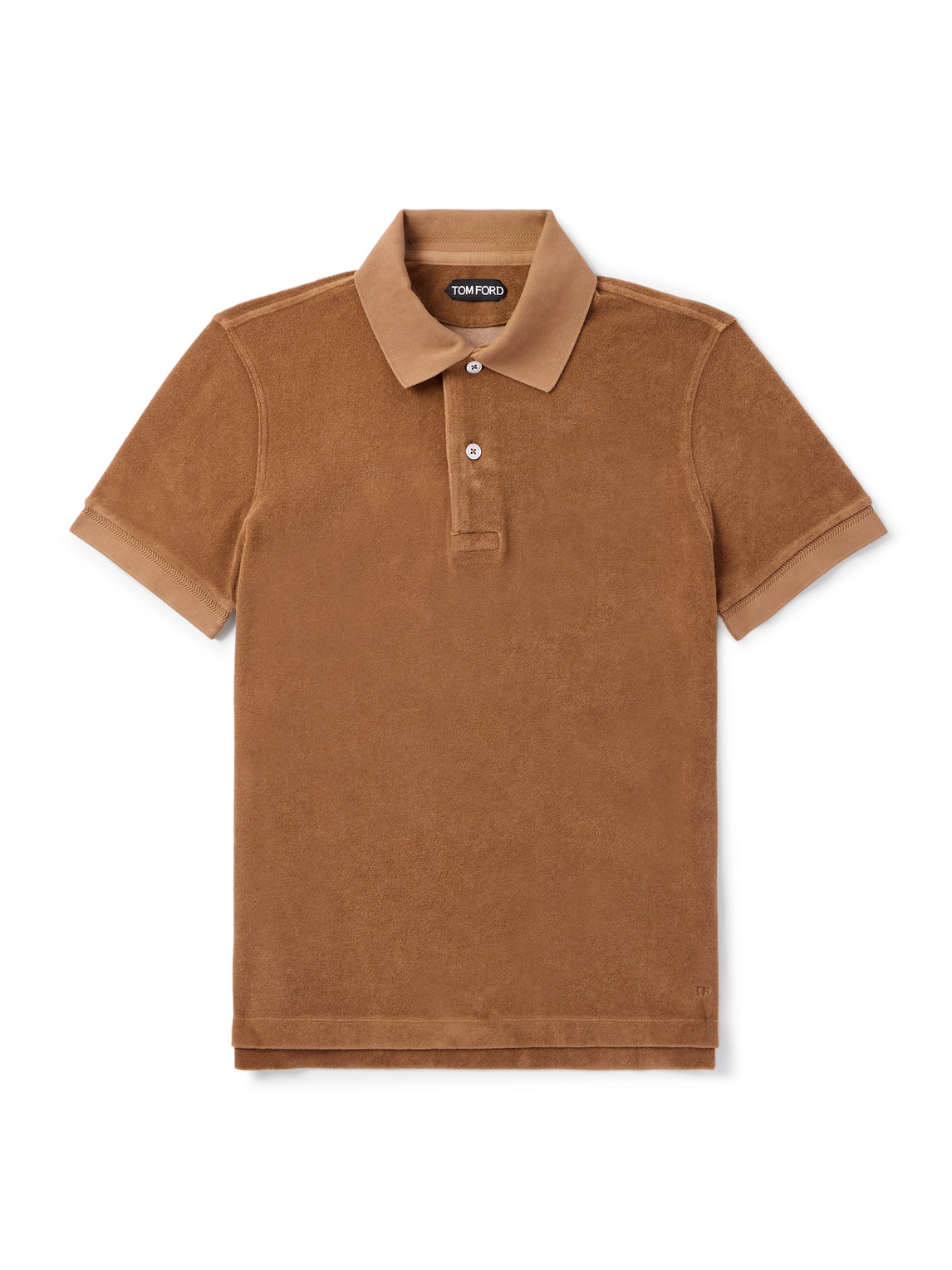 Tom Ford Slim-fit Cotton-blend Terry Polo Shirt In Brown