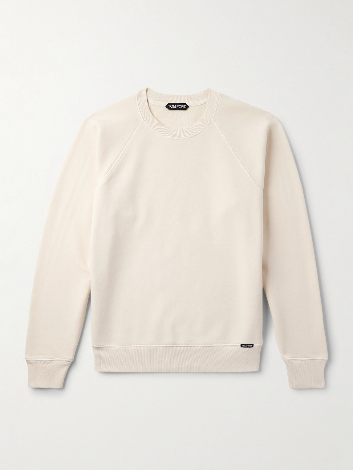 Tom Ford Logo-appliquéd Garment-dyed Cotton-jersey Sweatshirt In Gray