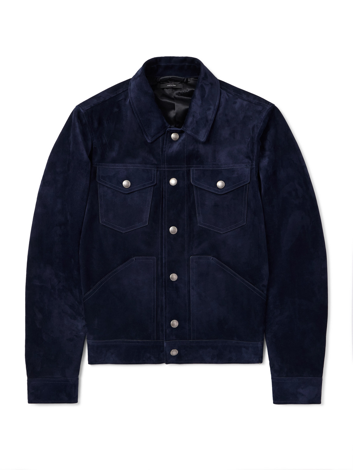 Tom Ford Slim-fit Suede Jacket In Blue