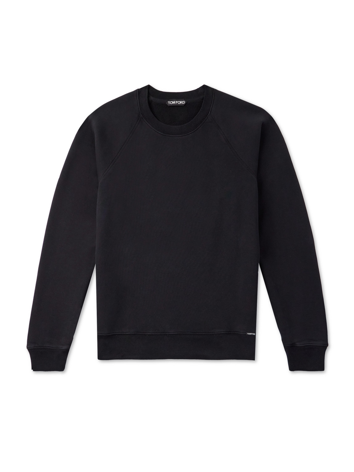 Tom Ford Logo-appliquéd Garment-dyed Cotton-jersey Sweatshirt In Black