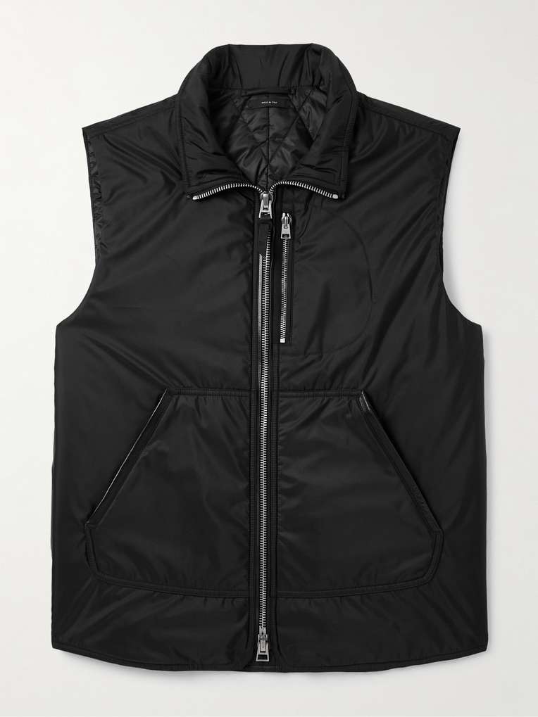 Tom Ford — Padded Leather-Trimmed Shell Gilet