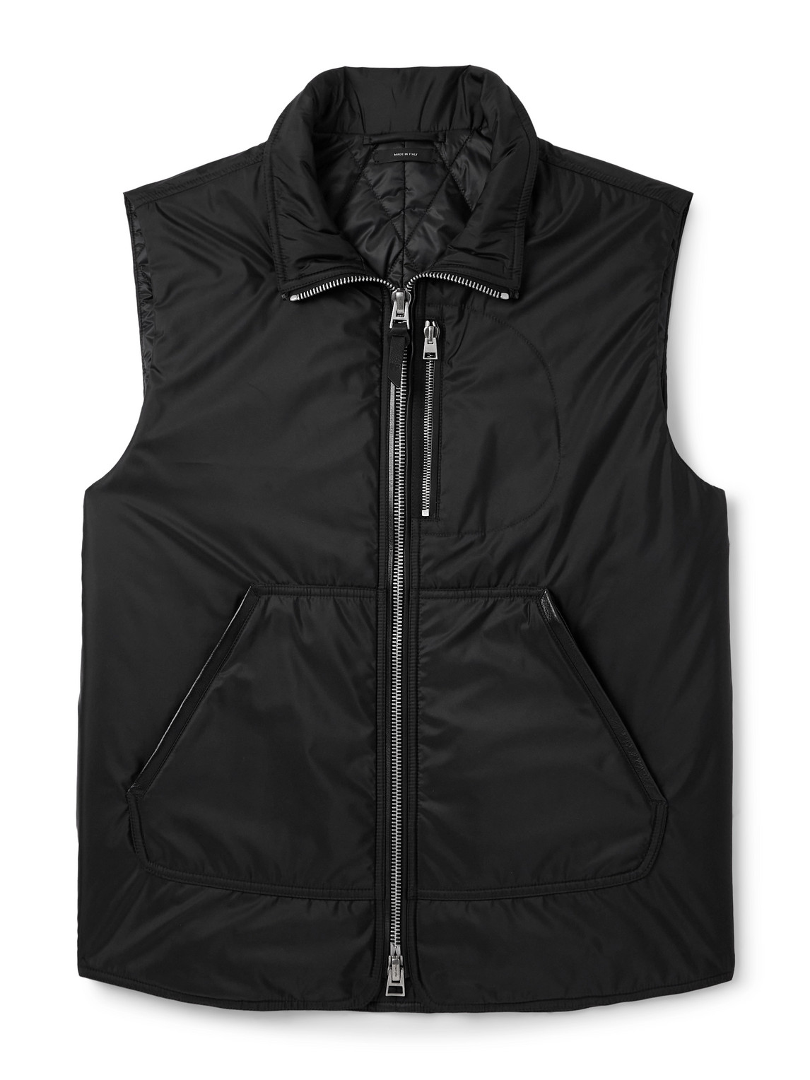 Tom Ford Padded Leather-trimmed Shell Gilet