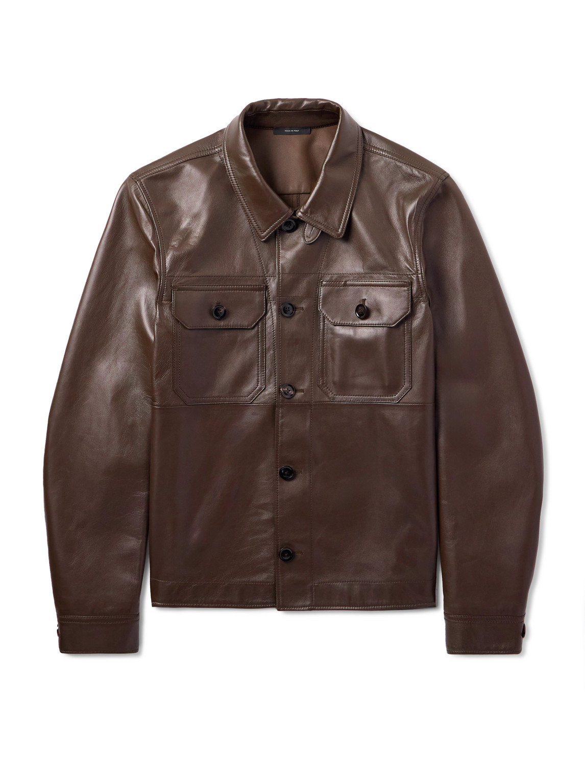 Tom Ford Leather Jacket In Brown