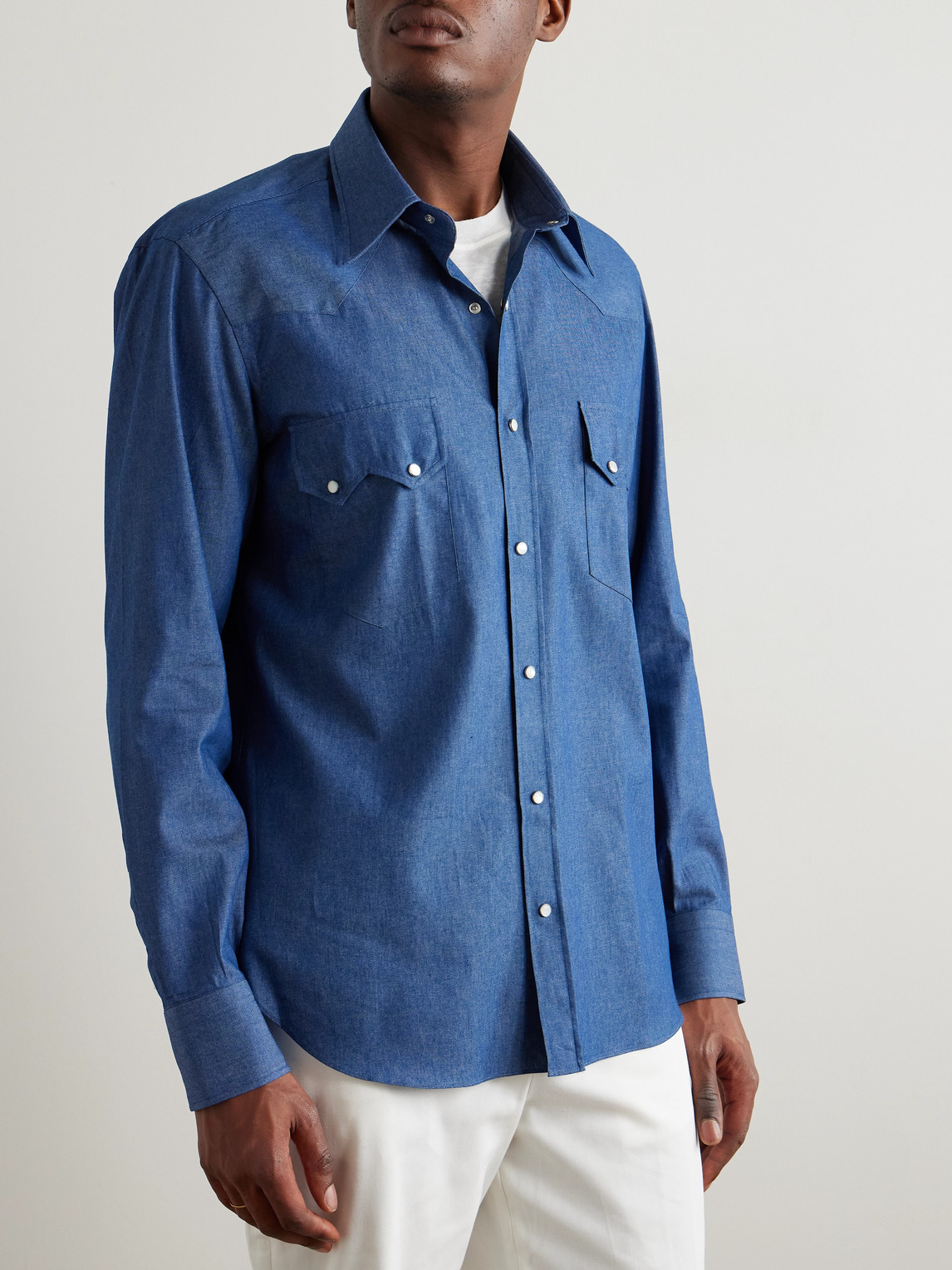 J. Mueser Neapolitan Slim-fit Cotton-chambray Shirt