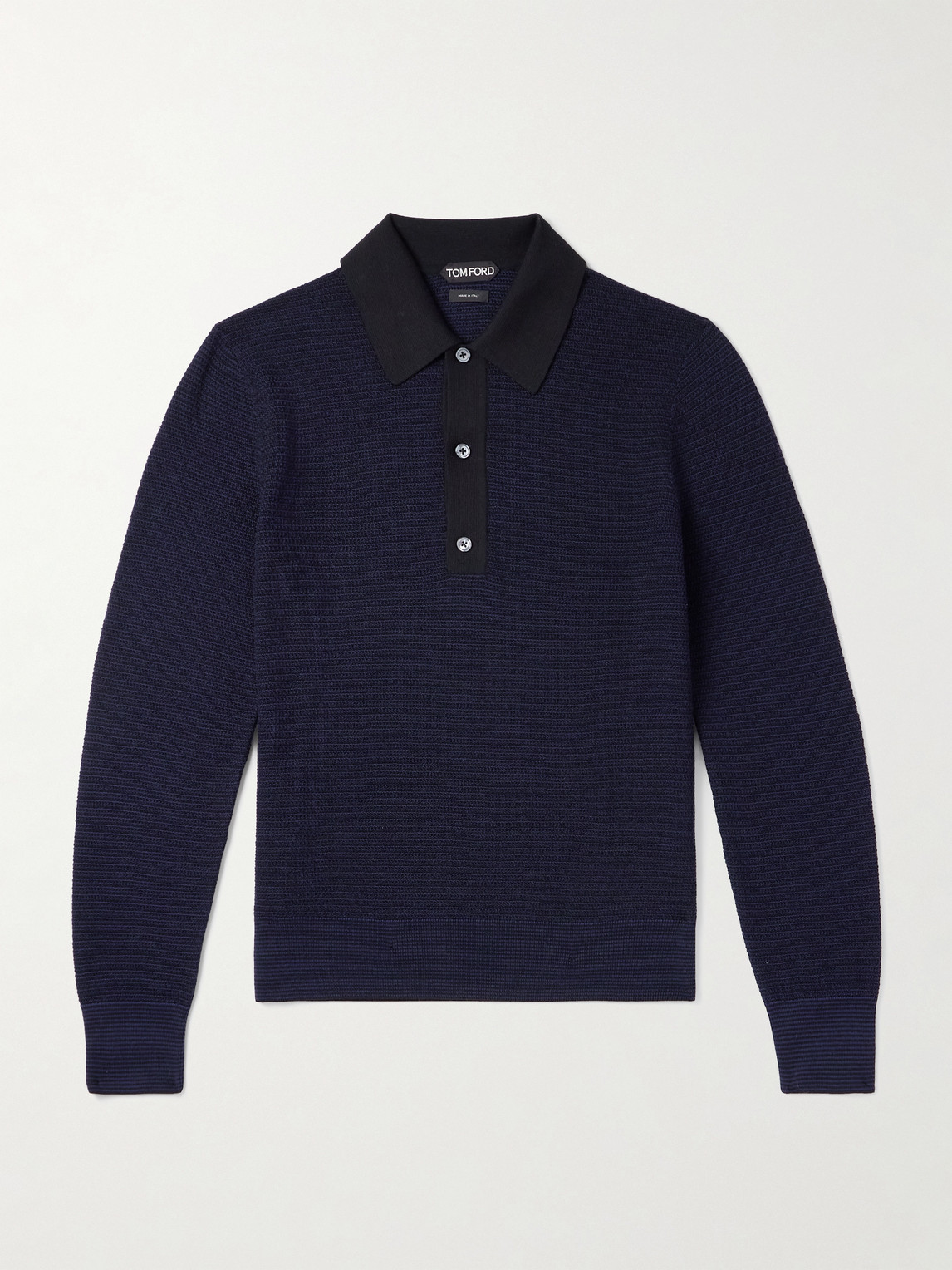 Tom Ford Slim-Fit Waffle-Knit Wool Polo Shirt - Men