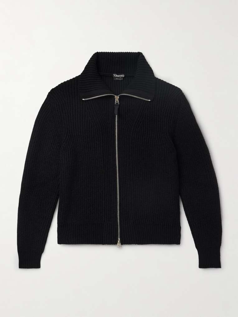 Tom Ford — Slim-Fit Ribbed Wool and Mohair-Blend Zip-Up Cardigan