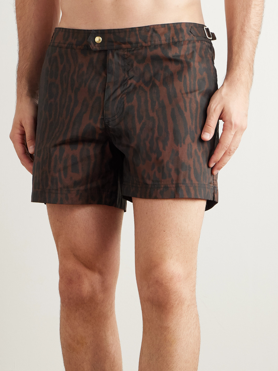 Straight-Leg Mid-Length Ocelot-Print Swim Shorts — 2