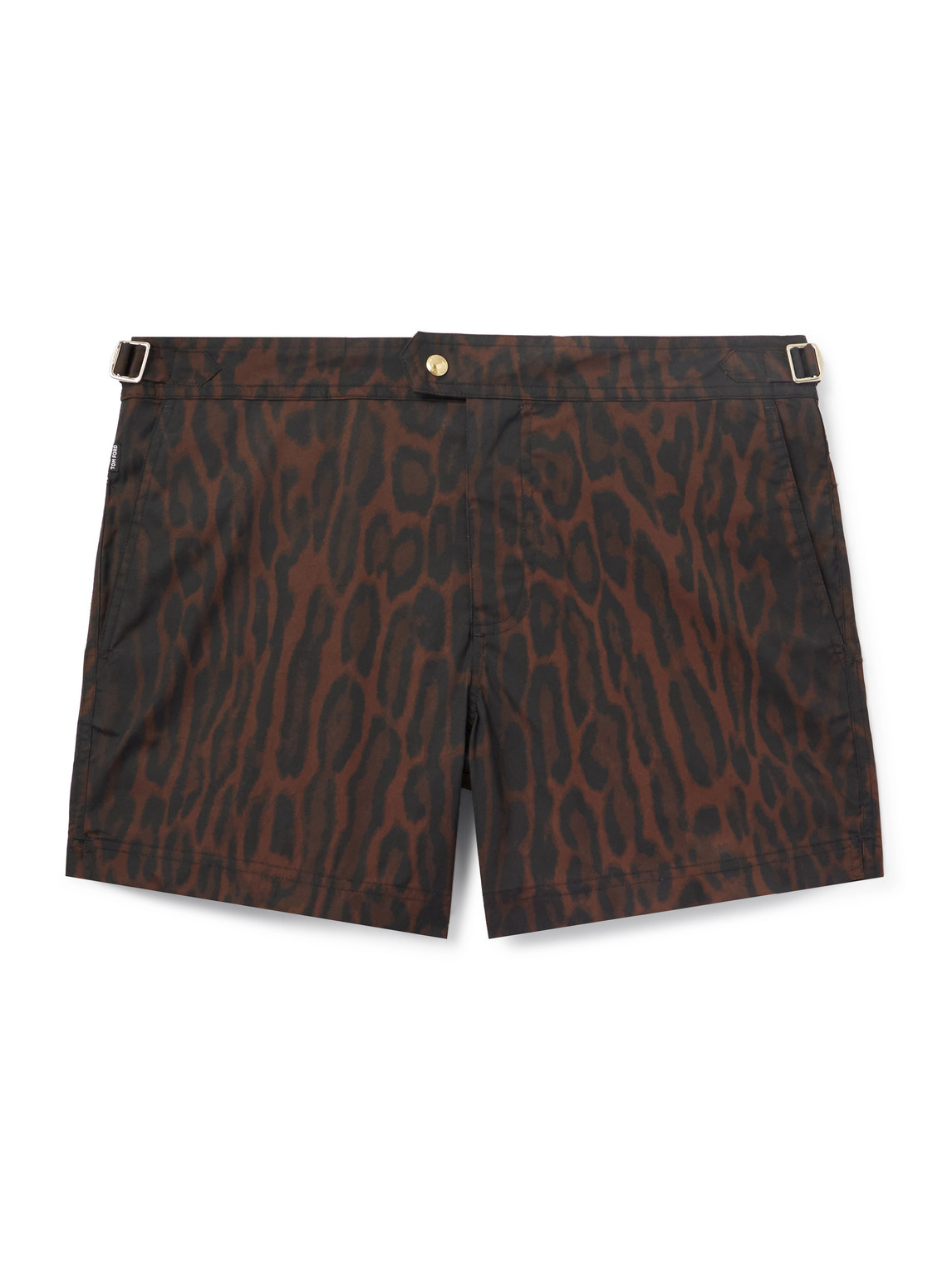 Tom Ford Straight-leg Mid-length Ocelot-print Swim Shorts In Black