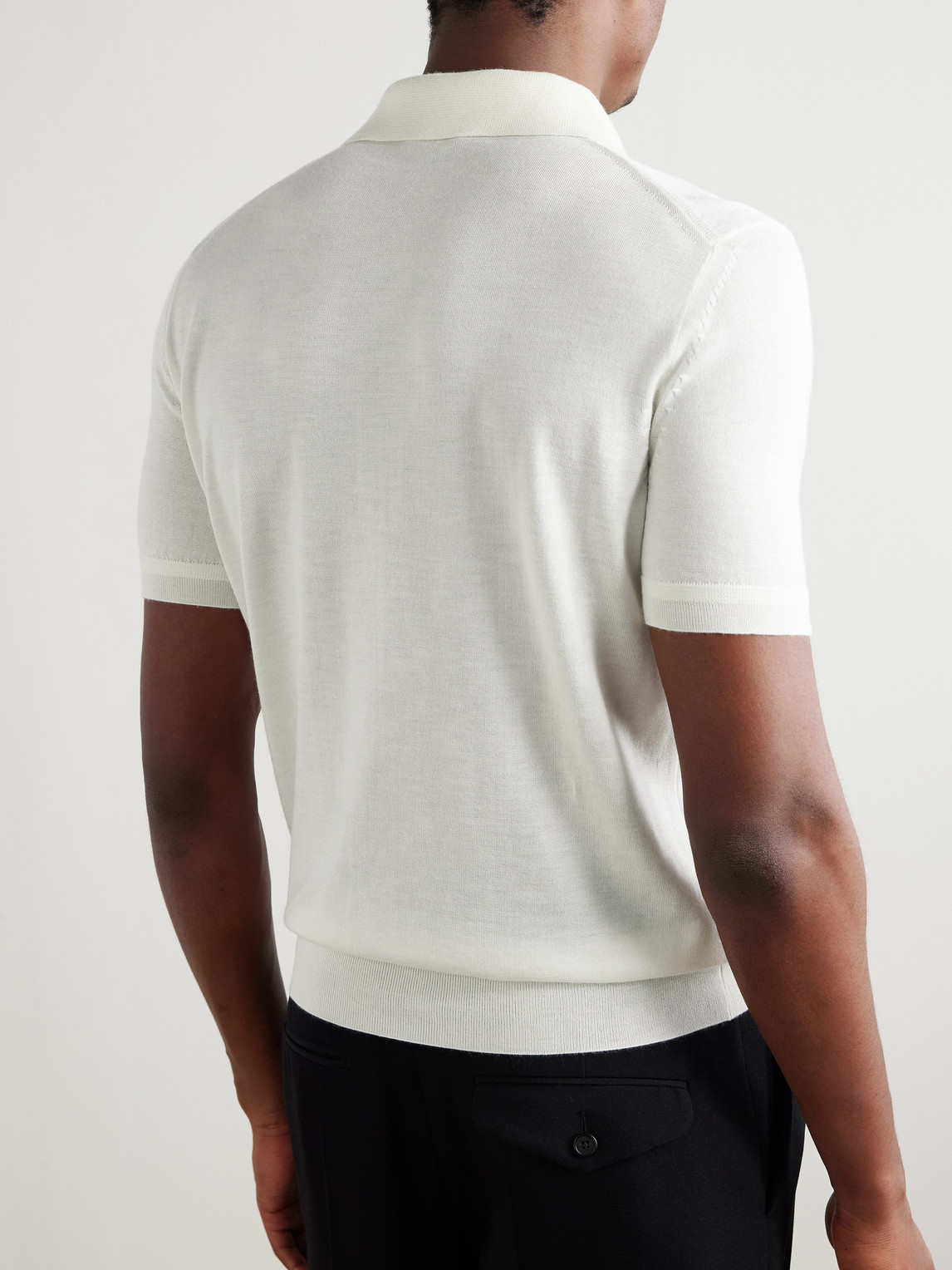 Tom Ford Slim-fit Cashmere And Silk-blend Polo Shirt In Neutral