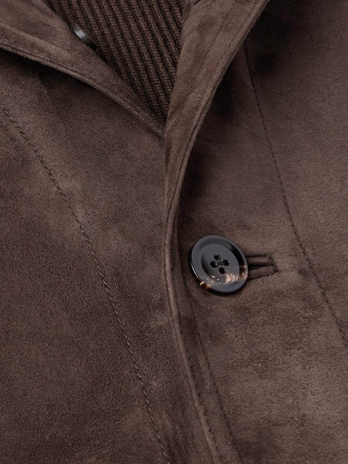 Tom Ford Ribbed Merino Wool And Suede Jacket In Brown