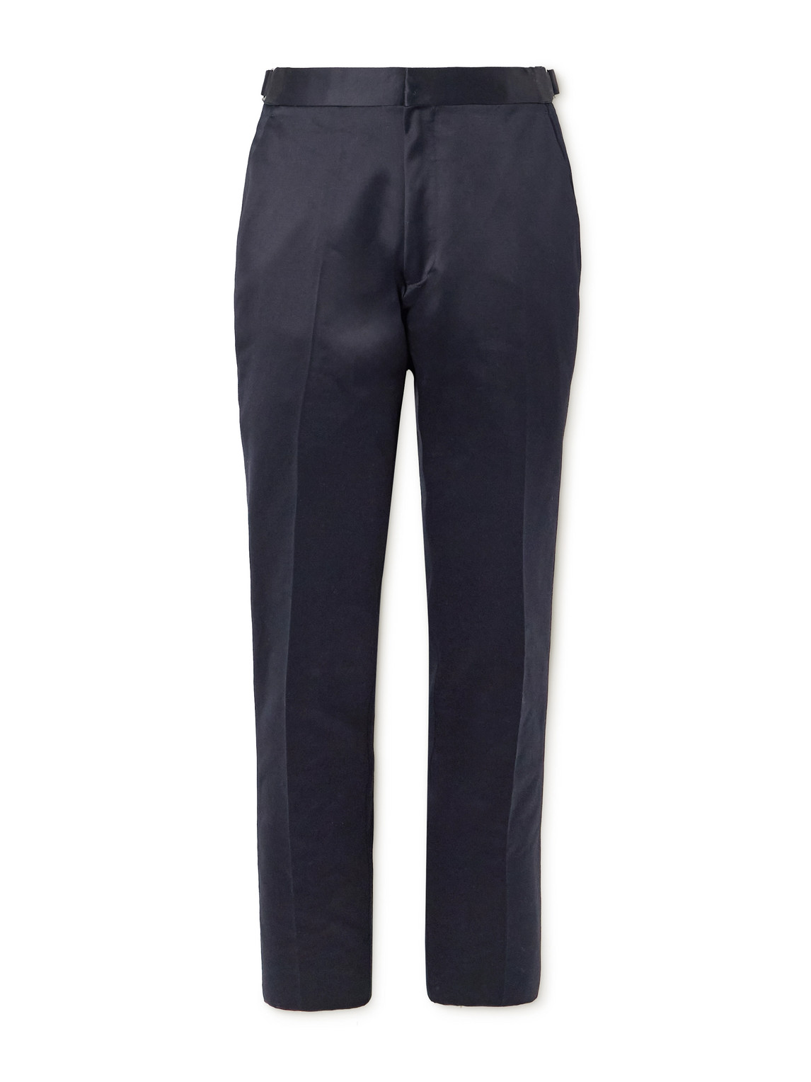 Tom Ford Dyllan Straight-leg Cotton-satin Trousers In Blue