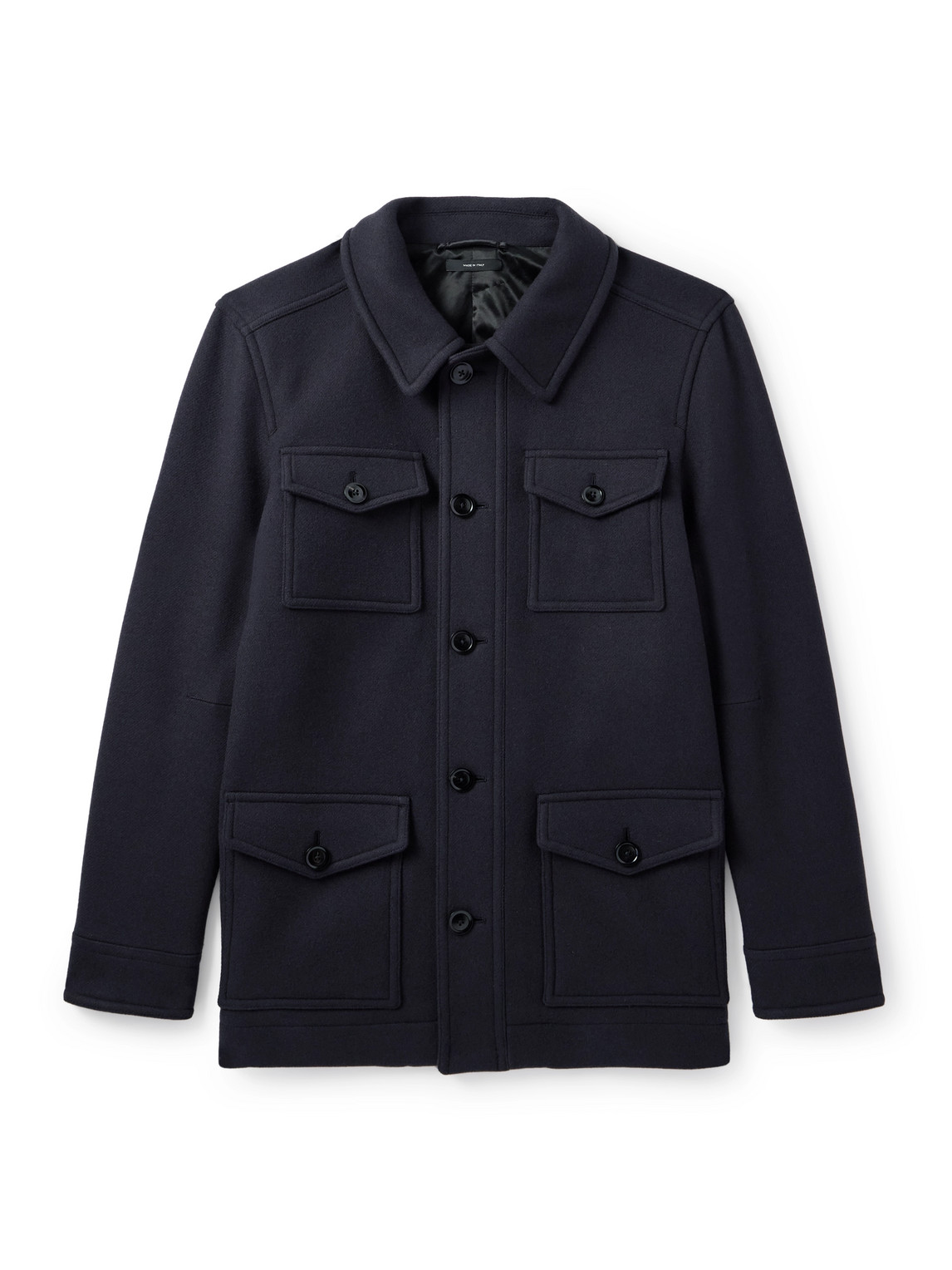 Tom Ford Virgin Wool Overshirt In Blue