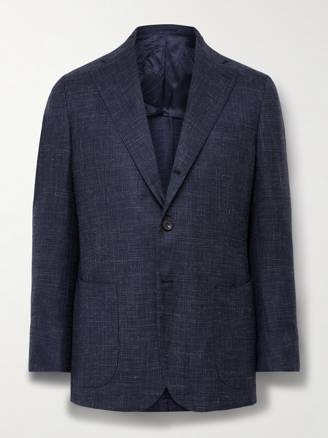<OL TYPE=A" START="10"> <LI>MUESER</LI> </OL>" - Slim-Fit Linen, Virgin Wool and Silk-Blend Blazer - Men - Blue - IT 48