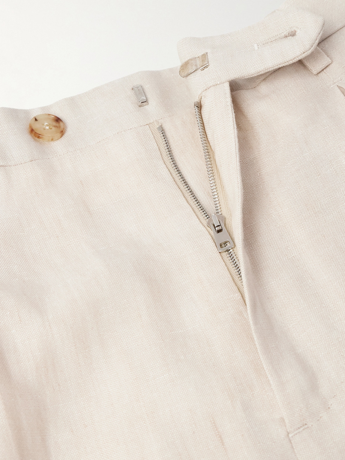 Umit Benan Johnny Straight-leg Pleated Linen And Wool-blend Suit Trousers In White