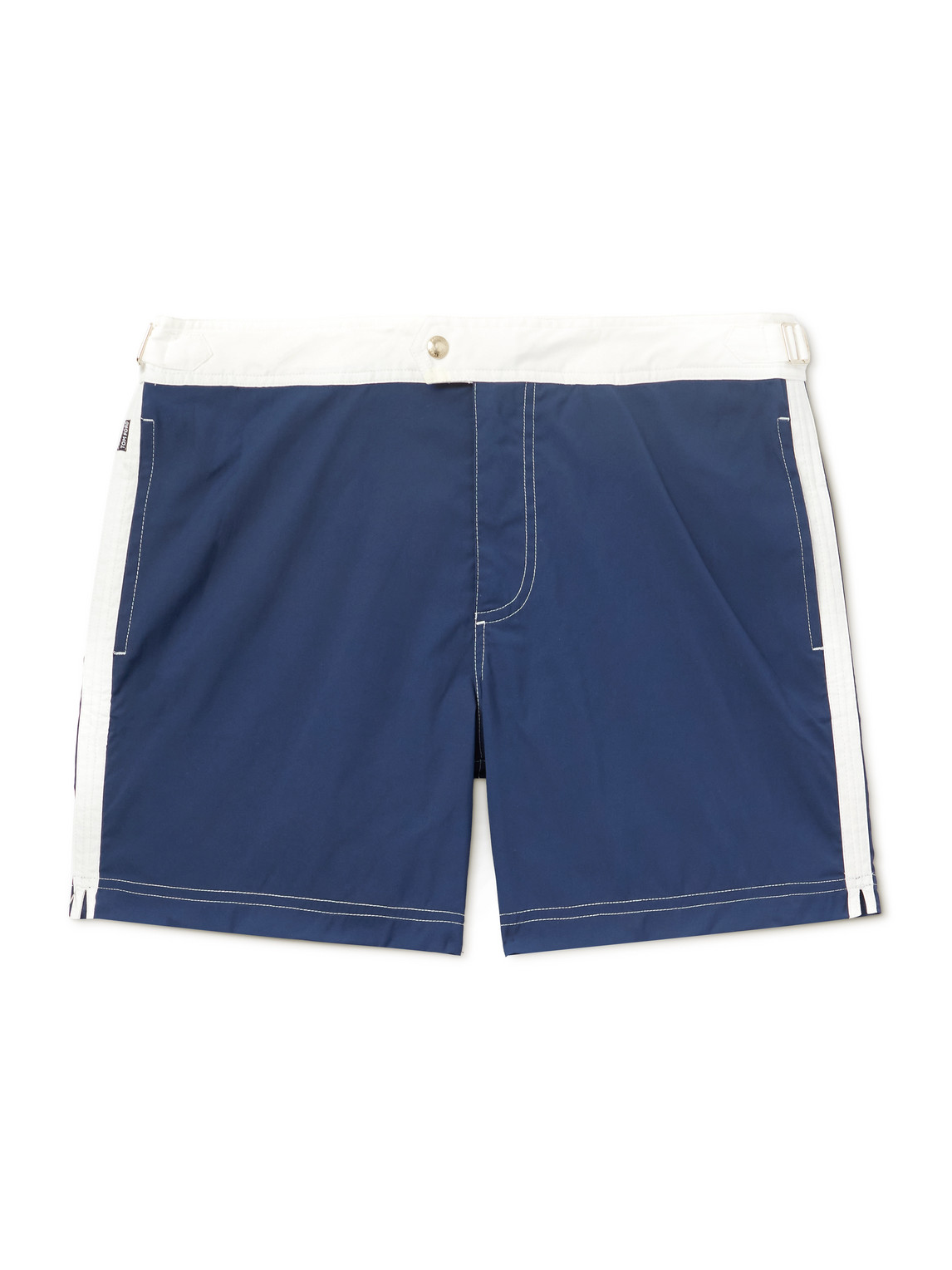 Tom Ford Straight-leg Mid-length Striped Swim Shorts In Blue