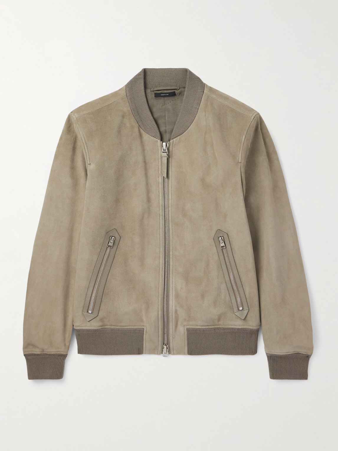 Tom Ford Suede Bomber Jacket In Green