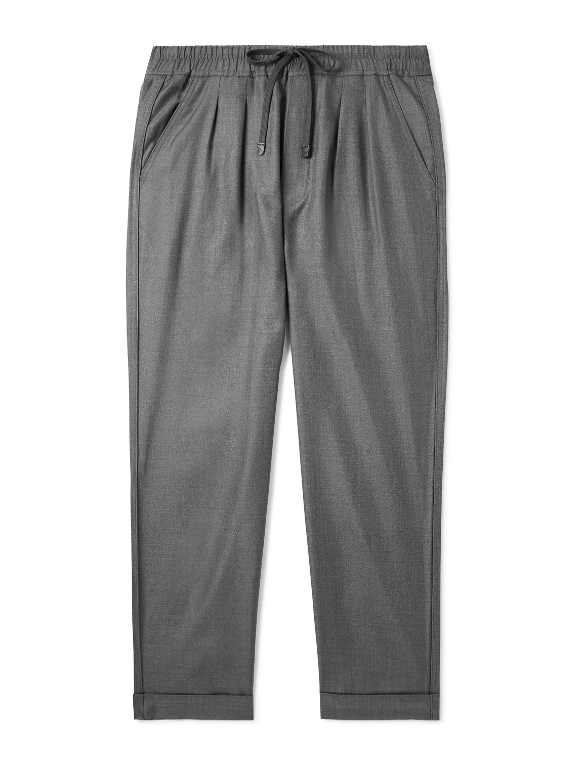 Straight-Leg Silk-Twill Drawstring Trousers