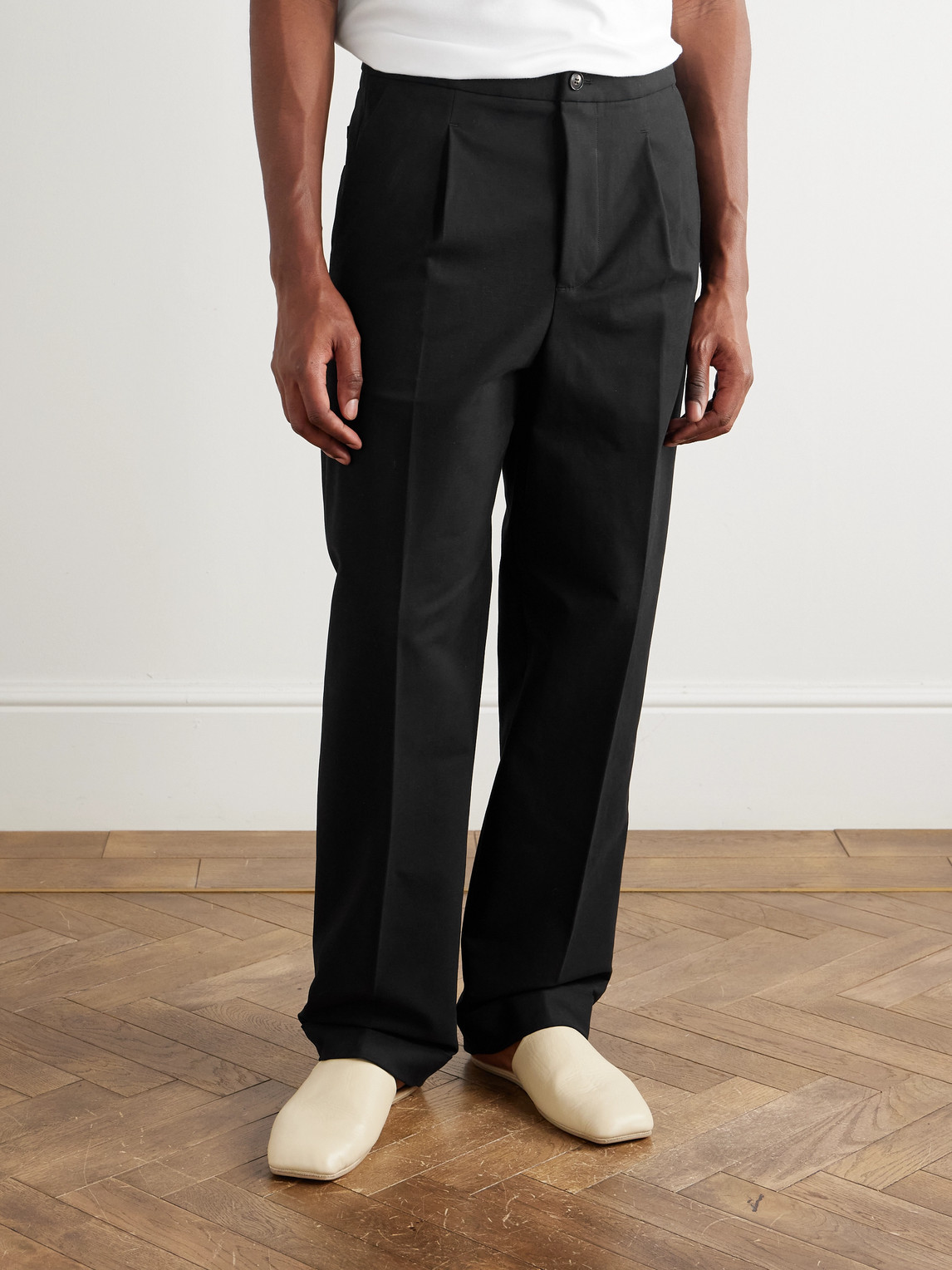 Umit Benan Carpenter Straight-leg Cotton-blend Trousers In Black