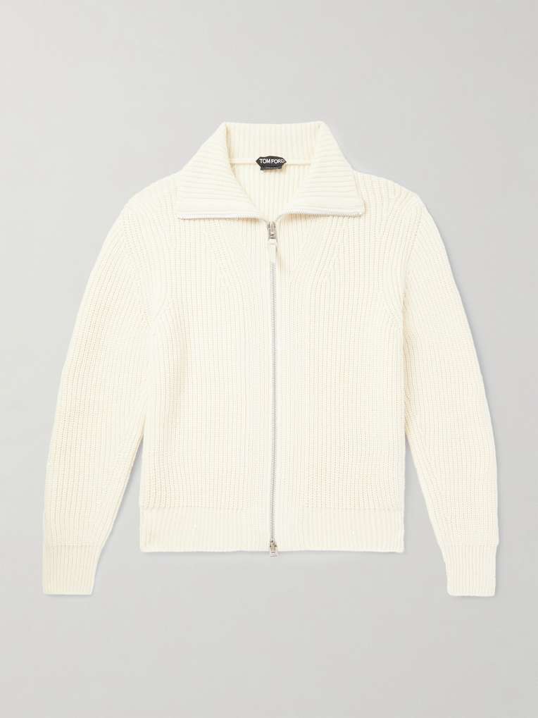 Tom Ford — Slim-Fit Ribbed Wool and Mohair-Blend Zip-Up Cardigan