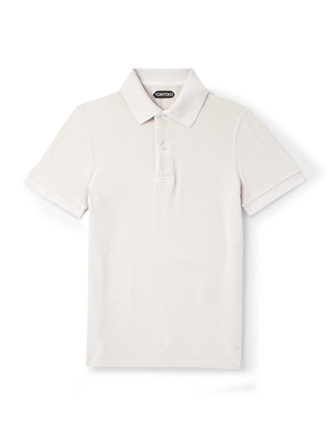 Tom Ford Slim-fit Cotton-blend Terry Polo Shirt In Neutral