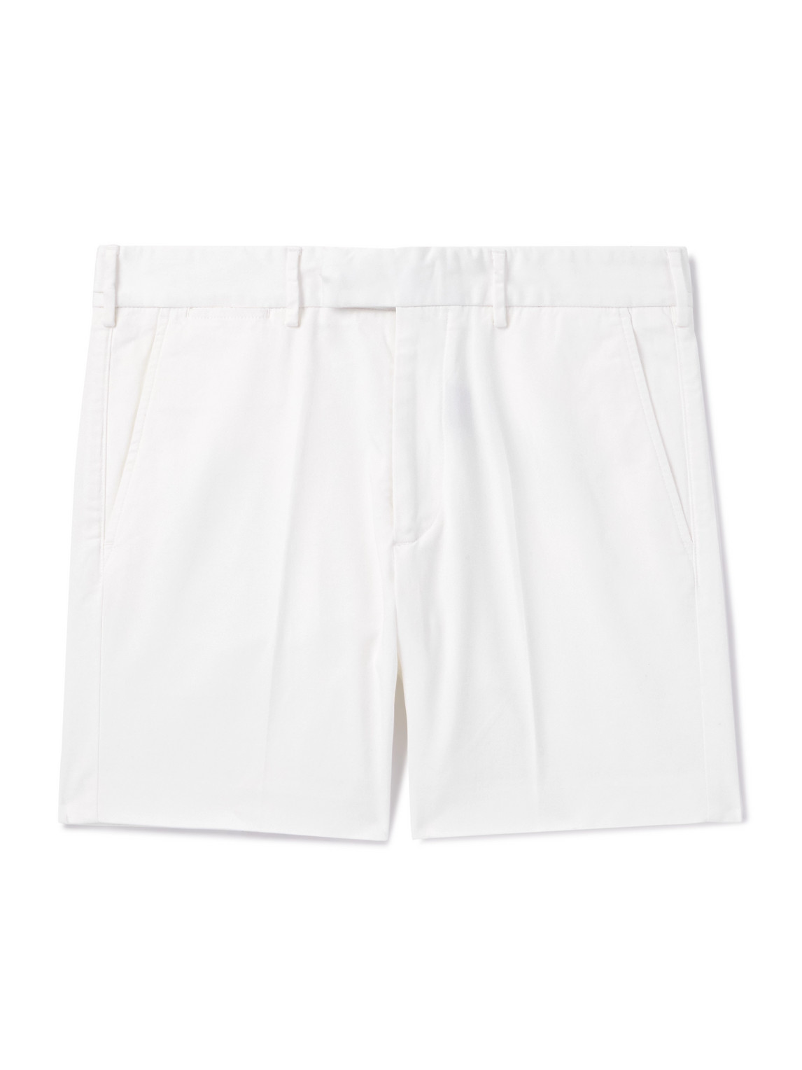 Tom Ford Straight-leg Pleated Stretch-cotton Twill Shorts In White
