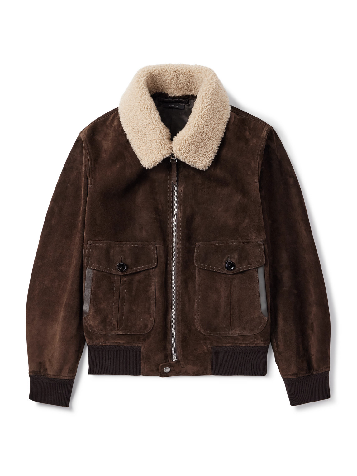 Tom Ford Shearling-trimmed Suede Jacket In Brown