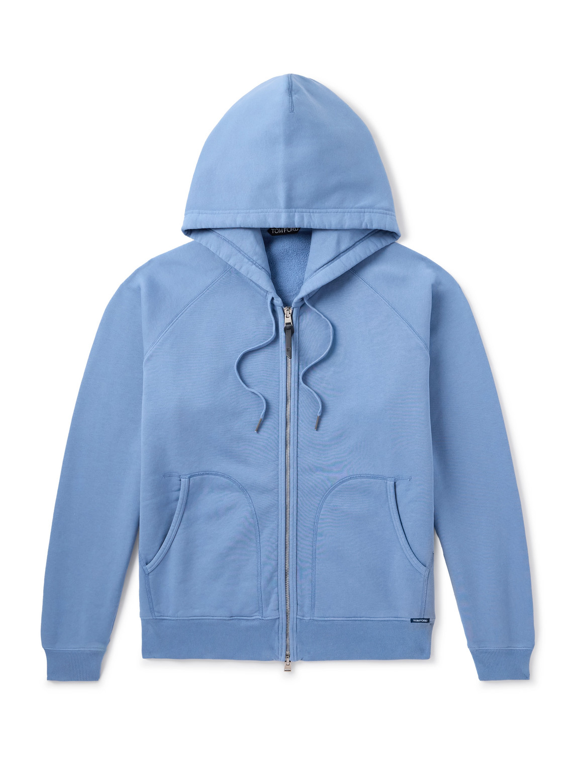 Tom Ford Slim-fit Cotton-jersey Zip-up Hoodie In Blue