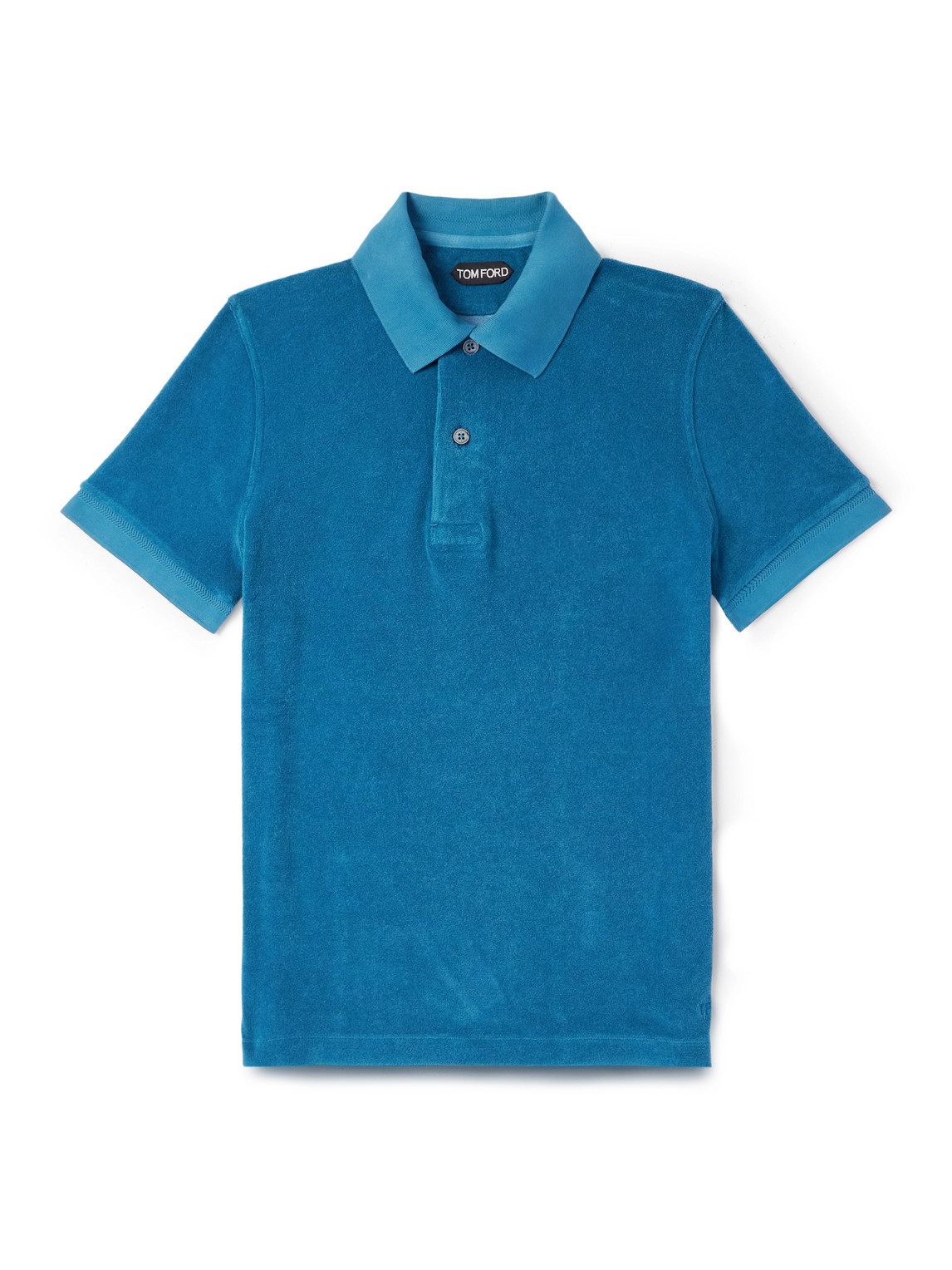 Tom Ford Slim-fit Cotton-blend Terry Polo Shirt In Blue